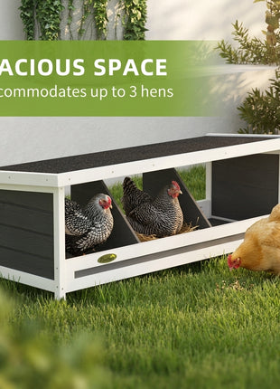 Wood Nesting Boxes Chicken Coop Accessories for Up to 3 Chickens, with Asphalt Roof, Gray