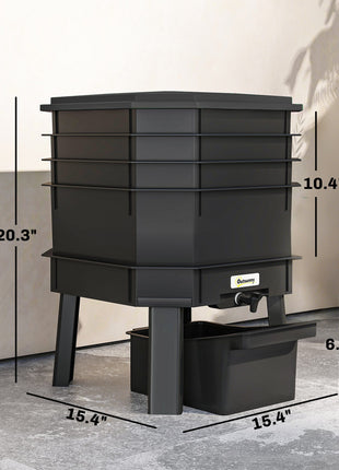 4-Tray Worm Composter Bin, 7.4 Gal Outdoor & Indoor Worm Composter for Recycling Food Waste, Black