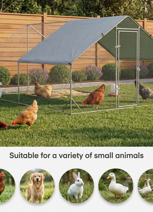 Large Chicken Coop Metal Chicken Run with Waterproof and Anti-UV Cover, Dome Shaped Walk-in Fence Cage Hen House for Outdoor and Yard Farm Use, 1" Tube Diameter, 9.2' x 18.7' x 6.5'