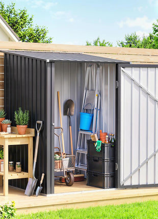 Small Metal Garden Shed, 3.3' x 3.4', Galvanized Steel, Lockable Tool Shed for Patio, Backyard, Lawn, Dark Gray