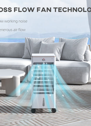 Room Air Cooler with Ice Packs, Ice Cooling Fan Water Conditioner Humidifier Unit with Remote, Timer, Wheels