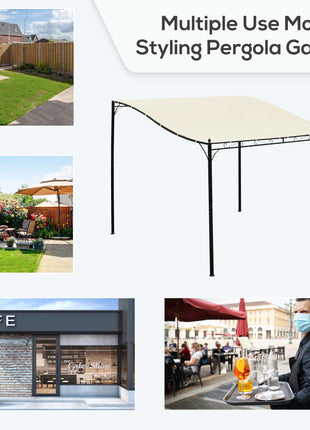10' x 10' Steel Outdoor Pergola Gazebo, Patio Canopy with Weather-Resistant Fabric and Drainage Holes for Backyard, Deck, Garden, Cream White