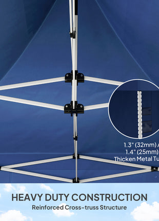 10' x 10' Heavy Duty Pop Up Canopy Tent with Sidewall, UPF50+ Instant Sun Shelter with Storage Pockets, Dark Blue