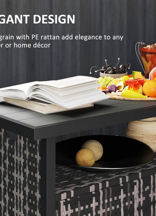Outdoor Pool Towel Storage Cabinet Organizer, Outdoor Bar Table with Shelf and Cabinet, Pool Towel Holder Pool Valet with Weather-Resistant PE Rattan and Steel Frame, Mixed-Gray