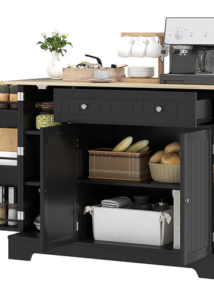 Modern Sideboard Cabinet, 41" Kitchen Buffet Cabinet with Drawer, Adjustable Shelf, 3 Doors for Dining Room, Black