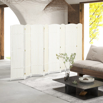 Folding Room Divider Screen 8 Panel 5.6 ' Tall Privacy Screen Freestanding Room Partition for Home Office, White