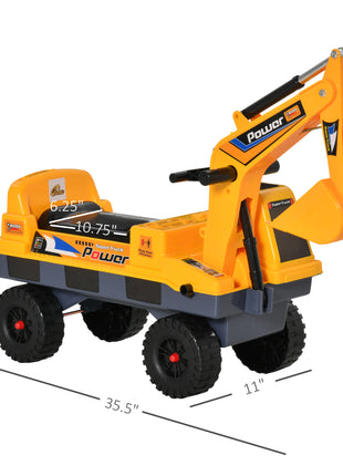 No Power 2 in 1 Ride On Excavator with Helmet and Claw, Construction Truck Set, Multi-Functional Digger with Storage, Light and Music, Yellow