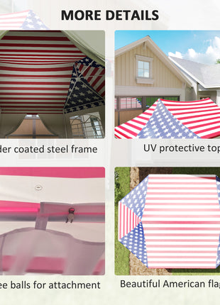 22.3 x 16.4 ft Heavy Duty Party Tent, Outdoot Canopy Tent with 2 Doors and 6 Windows, American Flag