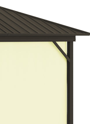 11.9" x 9.8" Hardtop Gazebo with Curtains Netting, Metal Roof Gazebo Canopy with Aluminum Frame and Top Hook, Cream