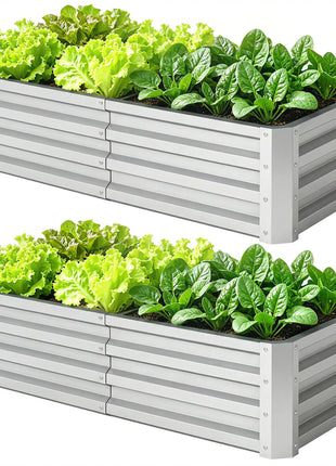 Galvanized Raised Garden Bed, 4' x 2' x 1' Metal Planter Box, for Growing Vegetables, Flowers, Herbs, Succulents, Silver