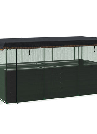Galvanized Steel Planter Box with Crop Cage and Shade Cloth, Raised Garden Bed for Flowers, Veggies and Herbs, Dark Gray