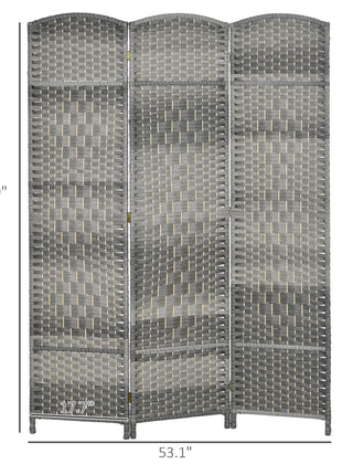 Folding Room Divider Screen 3 Panel 6' Tall Privacy Screen Freestanding Wood Partition for Home Office, Mixed Gray