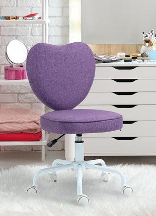 Heart Love Shaped Back Design Office Chair with Adjustable Height, Purple