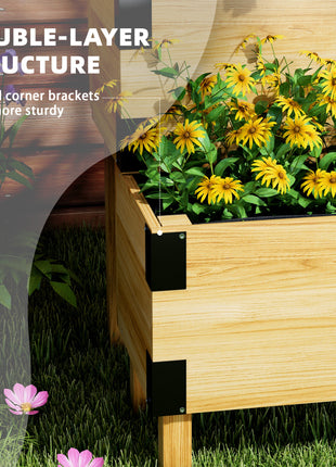 2 Tier Trellis Planter, Wooden Raised Garden Bed, Natural