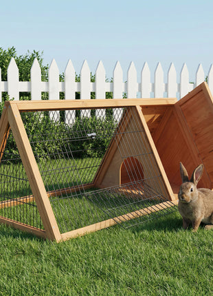 Rabbit Hutch Outdoor, Wooden Chicken Coop with Run, Outdoor Small Animal Cage for Rabbit, Small Duck and Chicken, Brown