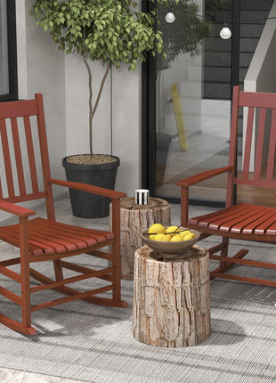 Outdoor Rocking Chair Set of 2, Patio Rocking Chair with Smooth Curves, High Density Wooden Rockers for Lawn Garden Porch, Supports Up to 350lbs, Wine Red