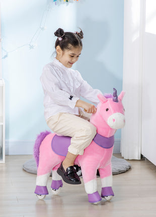 Ride On Real Walking Unicorn with Sparkly Horn, Soft Plush Ride On Rocking Horse Bearing 176lbs, Imaginative Interactive Toy for Kids, Unicorn Gifts