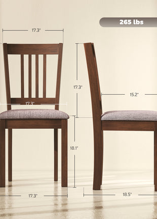 Dining Chairs Set of 2 Linen Upholstered Kitchen Chairs with Rubberwood Legs for Dining Room Living Room Walnut Taupe