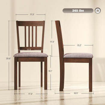 Dining Chairs Set of 2 Linen Upholstered Kitchen Chairs with Rubberwood Legs for Dining Room Living Room Walnut Taupe