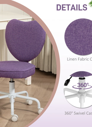 Heart Love Shaped Back Design Office Chair with Adjustable Height, Purple