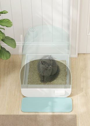 Fully Enclosed Cat Litter Box with Lid & Drawer Design, Covered Litter Box Anti-Leakage, Anti-Splashing, for Indoor Cats from Kitten to Adult, with Scoop & Mat, Easy Clean, Odor Control, Green