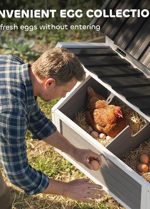 82" Wooden Chicken Coop, Large Outdoor Hen House for 2-3 Hens, Chicken House with Nesting Box, Pull-on Tray