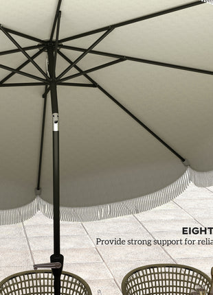 9FT Patio Umbrella, UPF 30+ Outdoor Market Umbrella with Crank, 8 Ribs, Push Button Tilt, Vented for Patio Deck Backyard Lawn, Light Gray
