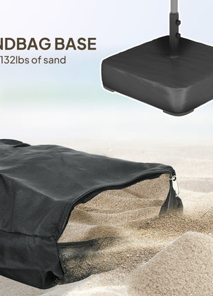 Double-sided Outdoor Patio Umbrella with Solar Lights and Base, Dining Table Umbrella Push Button Tilt, Coffee