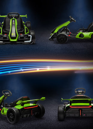 24V 7.5 MPH Electric Go Kart with Adjustable Seat, Slow Start, Green