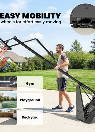Portable Basketball Hoop Outdoor, 8-10ft Adjustable Basketball Goal, 47 Inch Shatterproof Backboard, Action Grip