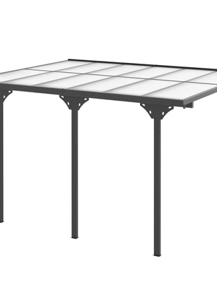 12' x 10' Outdoor Polycarbonate Pergola, Transparent UV Blocking Awning, Hardtop Deck Gazebo, Aluminum, Gray