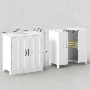 Bathroom Sink Cabinet, Pedestal Sink Cabinet with Adjustable Shelf, White
