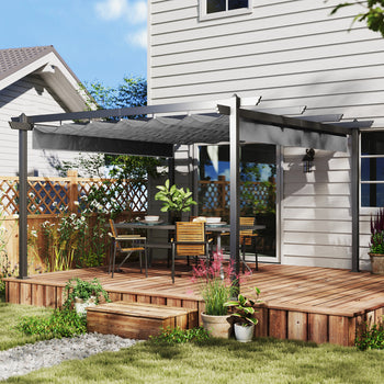 13' x 13' Aluminum Retractable Pergola Canopy, Outdoor Pergola for Garden, Patio, Backyard, Deck, Gray