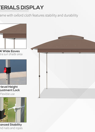 12' x 12' Pop Up Canopy Tent with Netting and Carry Bag, Instant Sun Shelter with 137 sq.ft Shade, Tents for Parties, Height Adjustable, for Outdoor, Garden, Patio, Khaki