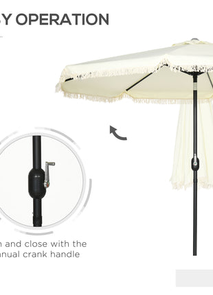 9 ft Cantilever Umbrella with Push Button Tilt and Crank Tassles and 8 Ribs Shade Umbrellas for Garden