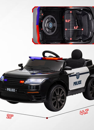 12V Kids Ride on Car w/ Remote Control, Siren, Light, Music, Spring Suspension, Horn & Transport Wheel, Black
