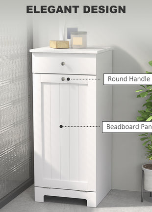 Laundry Hamper Cabinet, Laundry Cabinet with Tilt Out Laundry Basket and Drawer, White