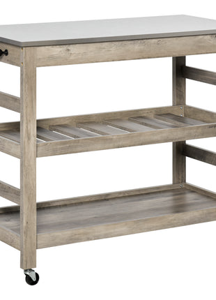 Kitchen Cart, Rolling Kitchen Island Utility Trolley with Stainless Steel Top