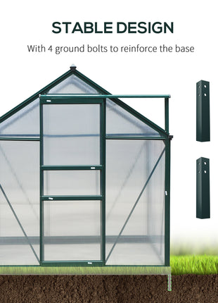 6x8 Greenhouse Polycarbonate Heavy Duty Patio Backyard, Dark Green