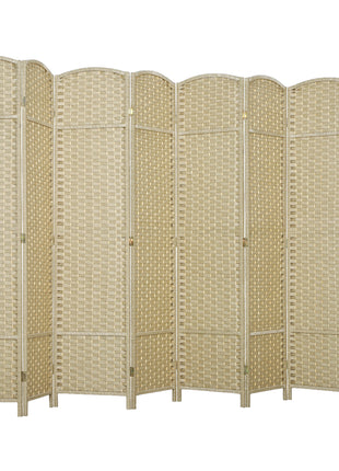Folding Room Divider Screen 8 Panel 5.6 ' Tall Privacy Screen Freestanding Room Partition for Home Office, Beige
