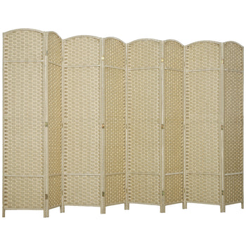 Folding Room Divider Screen 8 Panel 5.6 ' Tall Privacy Screen Freestanding Room Partition for Home Office, Beige
