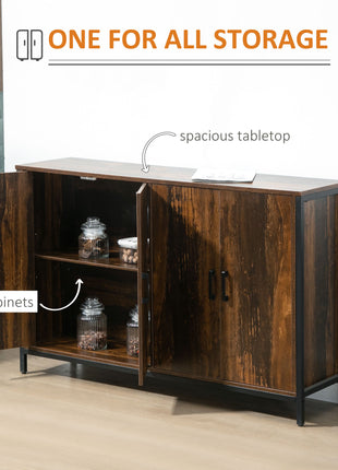 Industrial Sideboard Buffet Cabinet with Doors, Kitchen Cabinet, Coffee Bar Cabinet with Adjustable Shelves, Rustic Brown