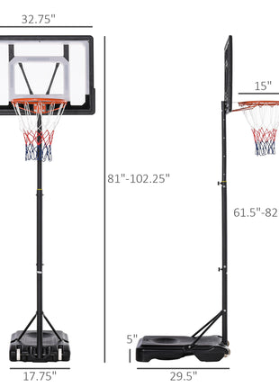 Portable Basketball Hoop System Stand with 33in Backboard, Height Adjustable 5FT-7FT Basketball Goal for Indoor Outdoor Use