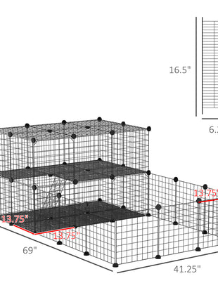 Pet Playpen with Door, Metal Mesh Cage with Mallet, Black