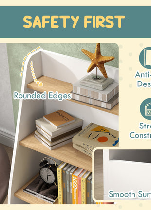 4 Tier Kids Bookshelf and Toy Storage Organizer with Book Rack, for Living Room, Kids Room, Playroom, Bedroom, White