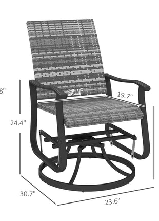 Wicker Rattan Swivel Patio Glider Chair Set of 2, Outdoor Glider Chair with Steel Frame, High Back, Gray