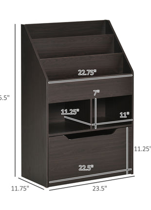 Kids Bookcase Multi-Shelf Book Rack with Mobile Drawer for Books, Toy,Brown