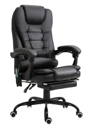 7-Point Vibrating Massage Office Chair High Back Executive Recliner with Lumbar Support, Footrest, Reclining Back, Adjustable Height, Black
