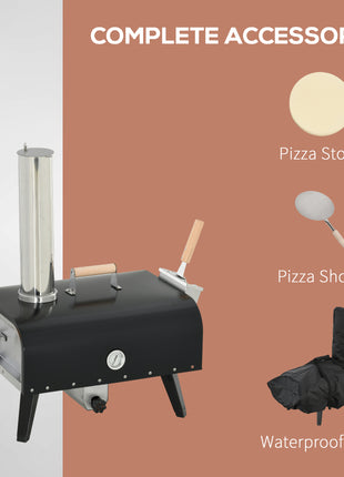 Pellet Wood Fired Pizza Oven, Outdoor Pizza Maker with 12" Rotating Stone, Peel and Waterproof Cover