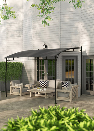 10' x 10' Outdoor Pergola Gazebo, Garden Sun Shade Shelter with Metal Frame for Porch, Patio, Deck, Backyard, Gray